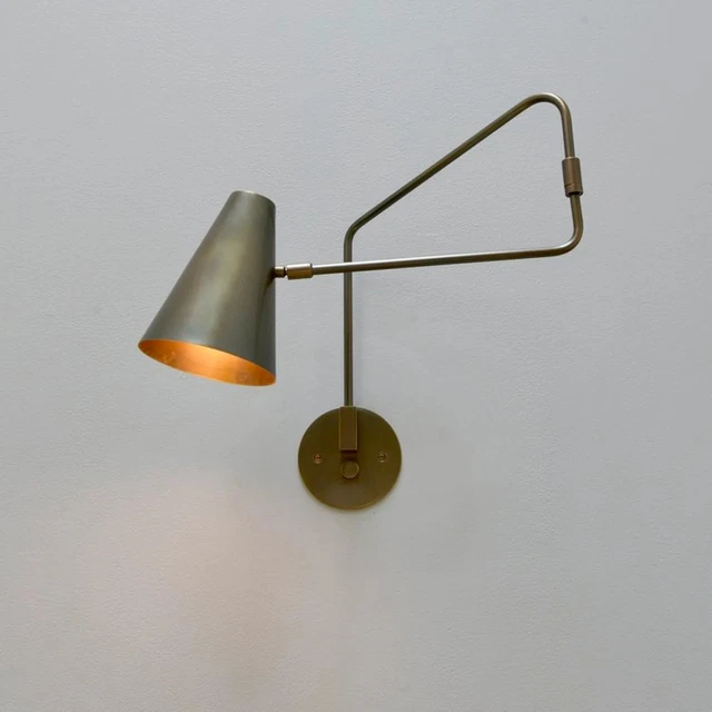 Pair of Raw Brass Swing Light sconce - Mid Century Light - wall Sconce - Brass