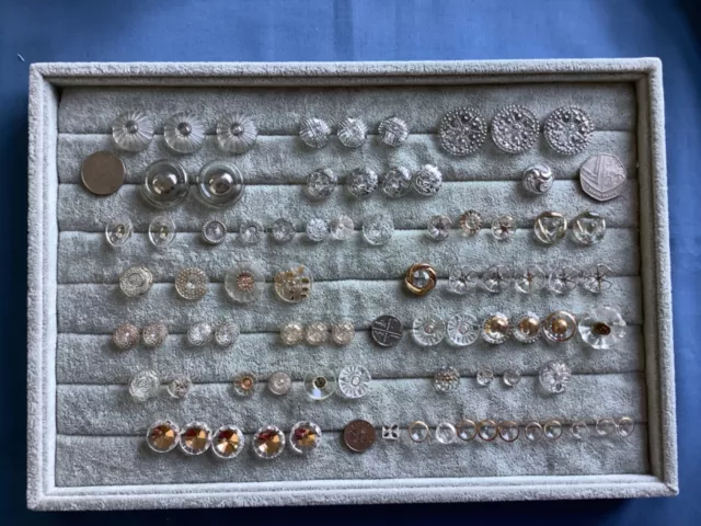 Assortment of vintage gilded clear glass buttons