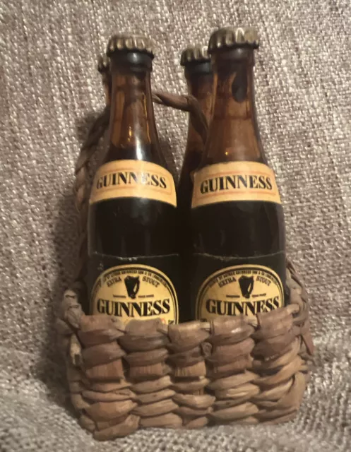 Guinness Mini Bottles Extra Stout Beer In Basket Holder-4 Pack RARE