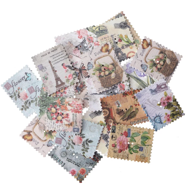 50 Stück Holzknöpfe Vintage Stempel Vintage Knöpfe 30 x 37 mm für DIY Basteln