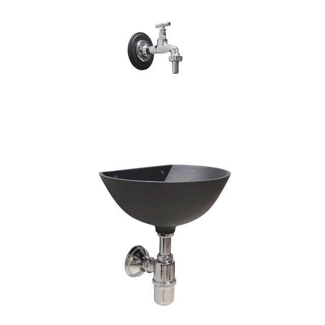 Fontanella Da Giardino FONDERIA BONGIOVANNI - Modello Ronda, Ghisa Antracite, Con Rubinetto Ottone