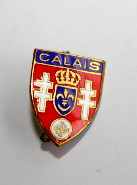Medaille Broche Insigne Emaillé Blason Armoirie Calais Ville Du Nord Haut France