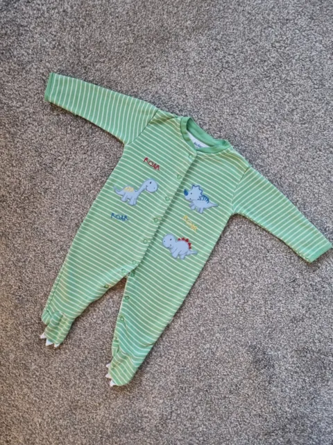 Baby Boys Jojo Maman Bebe Babygrow 3-6 Months green Dinosaurs sleepsuit d
