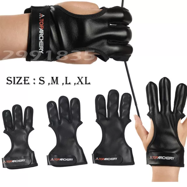 S-XL Archery Glove Handmade Shooting Hunting Three Finger Gloves PU Leather