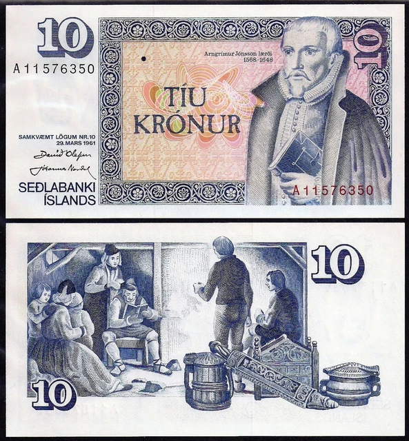 ICELAND 10 Kronur L1961 (1981) P 48 UNCIRCULATED