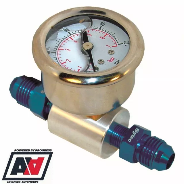 Fuel Pressure Test Gauge Inline Adaptor With AN6 Hose Unions High Pressure ADV