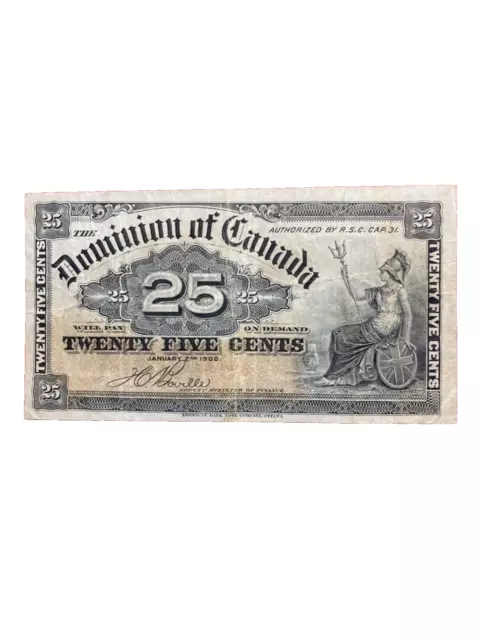 Collectable 1900  Dominion of Canada Shinplaster 25 Cent Banknote