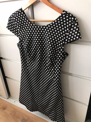 Zara Medium Shift Dress Polka Dot Black And White Ladies Designer Summer