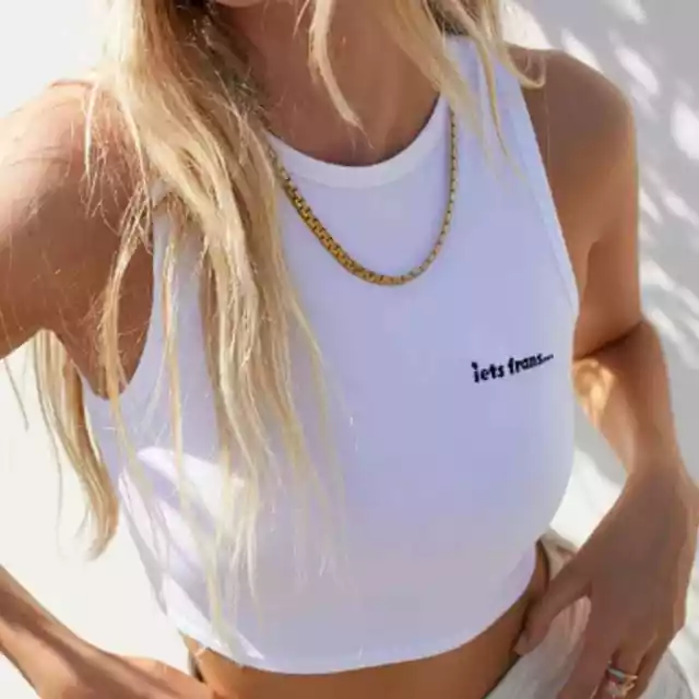 1546 NWT Urban Outfitters IETS Frans Super Crop Clean Tank Top White M