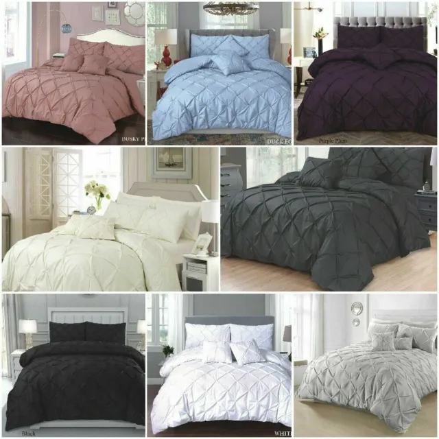 PIN TUCK DUVET SET QUILT COVER Bedding Set With OR Without Deep Fitted sheet