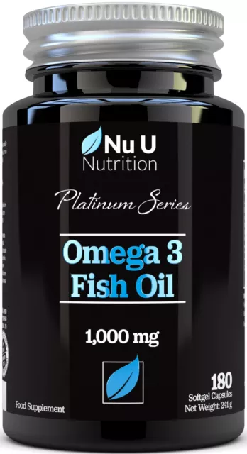 Omega 3 Fischöl 1000 mg doppelte Stärke EPA & DHA Softgel Kapseln Omega 3 6 9
