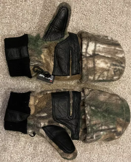 Kids Cabelas Big Game Fleece Thinsulate Glomitt convertible fingerless glove LRG