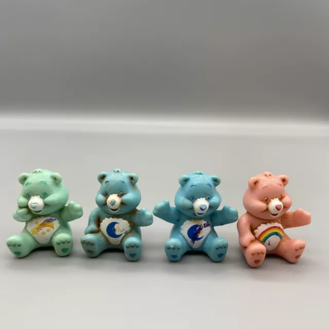 Vintage TCFC CARE BEARS Mini Figures Need Cleaning Lot Of 4 Wish Bear Sleepytime