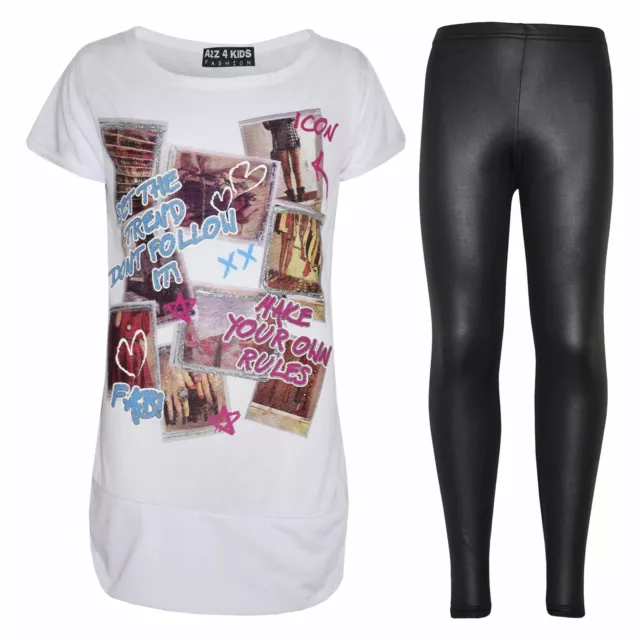 Girls Top Kids Designer Set The Trend T Shirt & Fashion Legging Set 7-13 Year