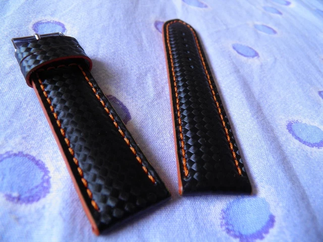 Bracelet De Montre Festina En Cuir Noir - Couture Orange - Modèle Unisexe F16235 / F16234
