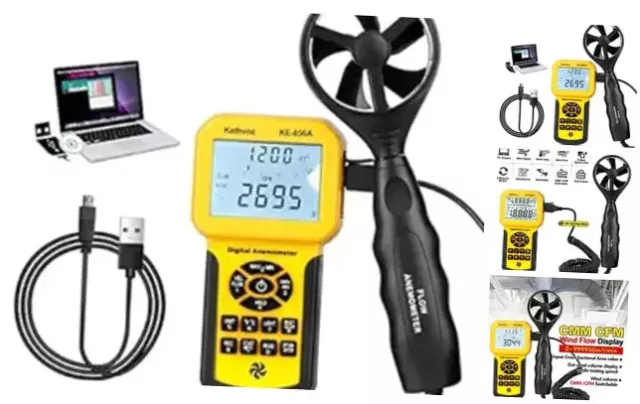 HVAC CFM Anemometer,  Wind Speed Meter Commercial Air Flow Tester w/Data