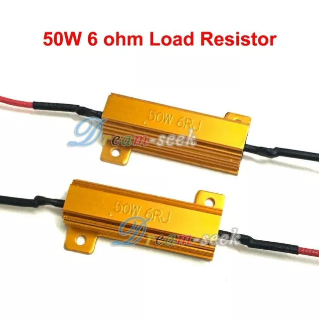 2X 50W 6ohm LOAD RESISTOR FIX LED LIGHT BULB ERROR TURN SIGNAL FAST HYPER FLASH