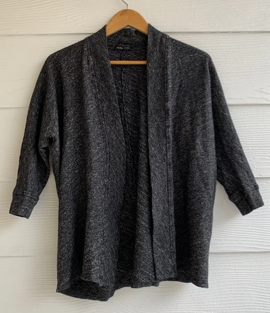 Eileen Fisher Womens Wool Blend Open Front Knit Sweater Cardigan Gray  Size M