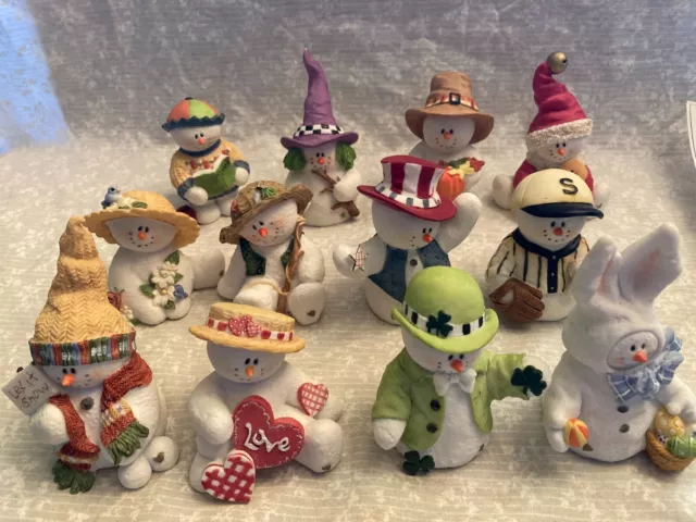 figurines Sarah's Attic Snowonders. seasonal snowmen. 1998 #6400-6412.