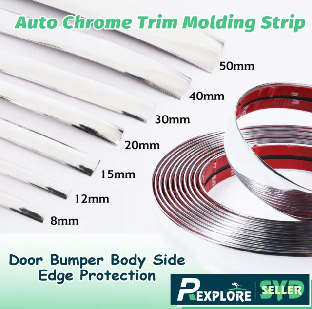 Automotive Door Side Chrome Strip Moulding Trim Bumper Garnish Protector Sticker