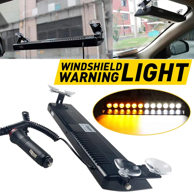 Xridonsen Emergency Lights Xprite 16 LED Strobe Light Bar - White/Amber, 12V, For Dash Or Windshield Emergency Warning Vehicle Hazard Warning Light Bar