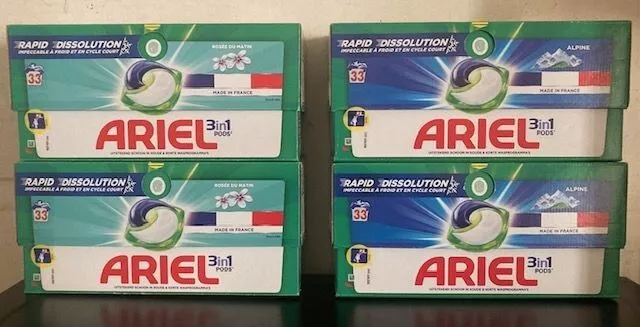 132 Capsules lessive Ariel pods -Alpine et Rosée du Matin