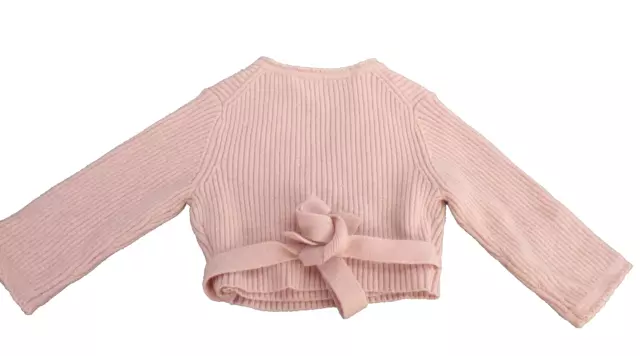 Cardigan Monnalisa bambina a costola fine lavorato a maglia rosa morbido avvolgente maglione morbido 3 mesi 3