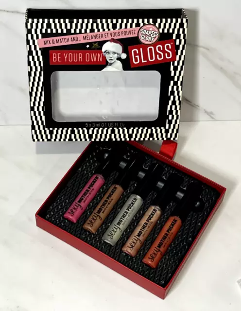 Jabón y Gloria Madre Pucker Brillo Labial Relleno Set 5 Brillos Regalo En Caja 2