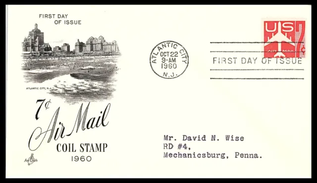 Atlantic City NJ 7 Cent Coil Stamp Stamped Envelope FDC 1960          fdc31