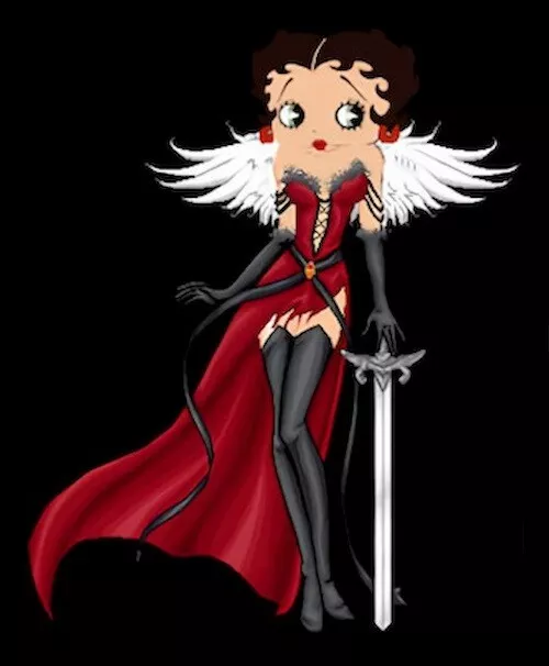 Betty Boop Red Dress Wings Sword Angel  Cartoon Pin-up  MAGNET