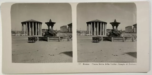 ITALIE Rome Temple de Vesta 1904 Photo Stereo Vintage Argentique