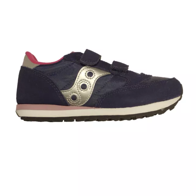 sneakers ginnastica da bambina Saucony Jazz modello HL chiusura strappo blu grey