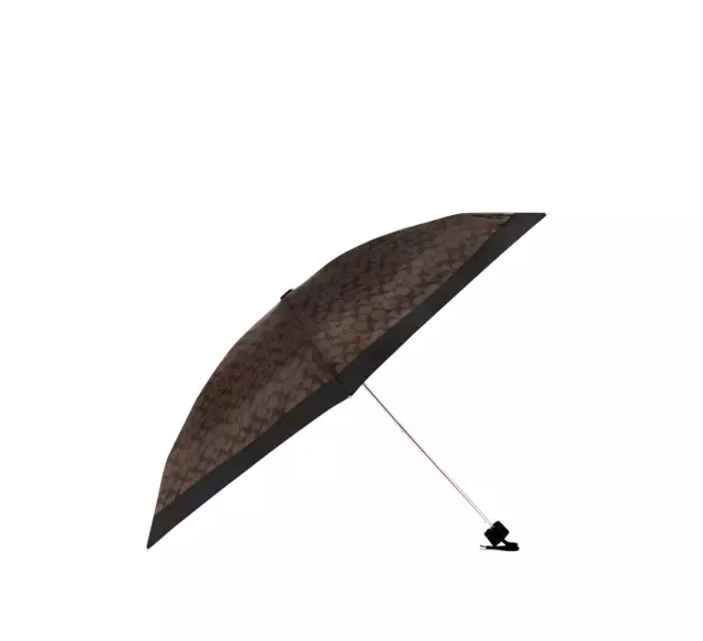 NWT Coach UV Protection Signature Mini Umbrella Brown/Black Multi C4322