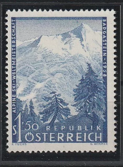 1958 - "Ski-Weltmeisterschaften" MNH, Plattenfehler "Flugzeug", ANK 1048 VI