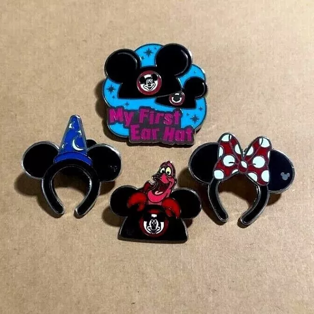 🎈 Lot of 4 Disney Mickey Ear Hat Pins - Minnie Ears Pin Set - My First Ear Hat