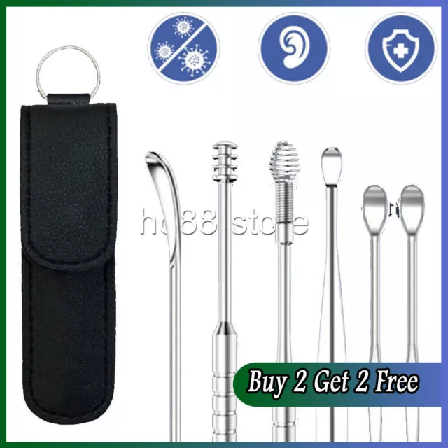 6X Stainless Steel Ear Wax Removal Tool Kit Ear Pick Set Cleaner Remover Earpick