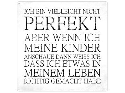 20x20 cm Vintage METALLSCHILD ICH BIN NICHT PERFEKT... KINDER Geschenk Mutter