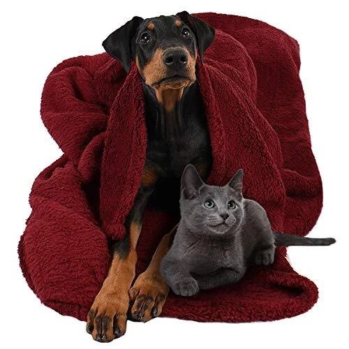 Large Pet Blankets 50" x 60", Super Soft Warm Plush Sherpa Snuggle Dog & Cat...