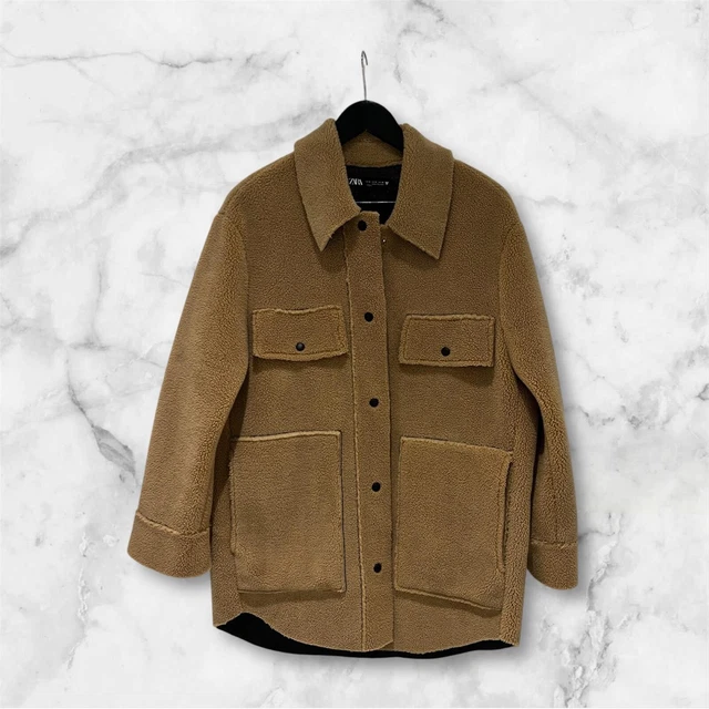 ZARA FAUX SHEARLING Overshirt - L/XL £24.80 - PicClick UK