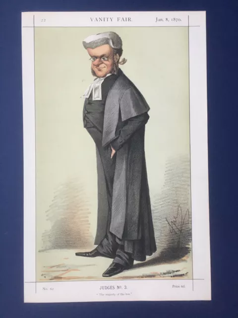 Original 1870 Vanity Fair Print of Chief Justice Bovill - "Majesty of The Law"