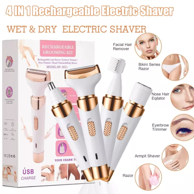 Cordless Electric Lady Shaver Rechargeable Painless Razor Arm Bikini Trimmer USB