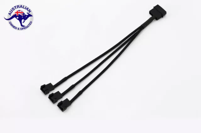 4 Pin Molex to 4 x 3 Pin 12V Female PC CPU GPU Cooling Fan Splitter Power Cable