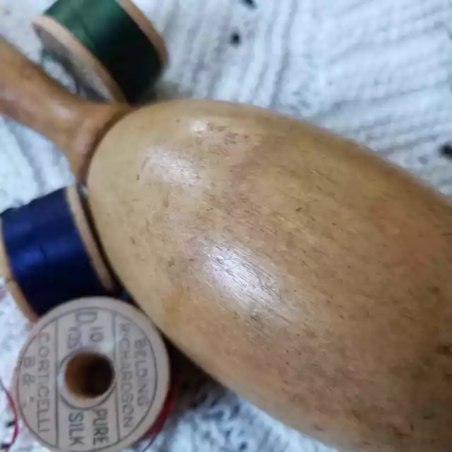 Antique Solid Hard Wood Sock or Glove Darning Egg, Vintage Sewing tools 3