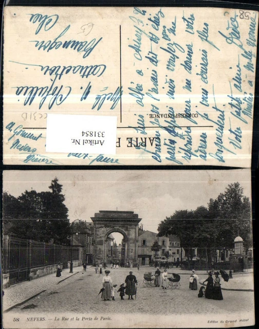331854,Burgund Nievre Nevers La Rue et la Porte de Paris Straßenansicht