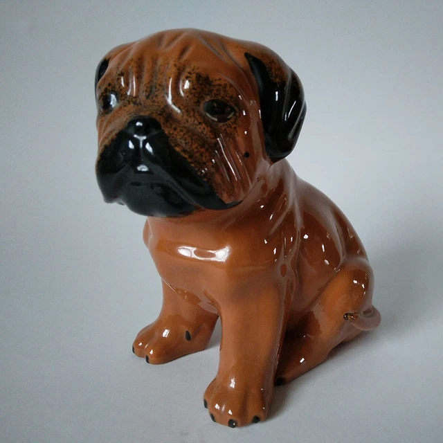 Mastiff Puppy Figurine-Porcelain-"F.M. Leichtman"-5.5 in Tall By 5 in Wide-VG