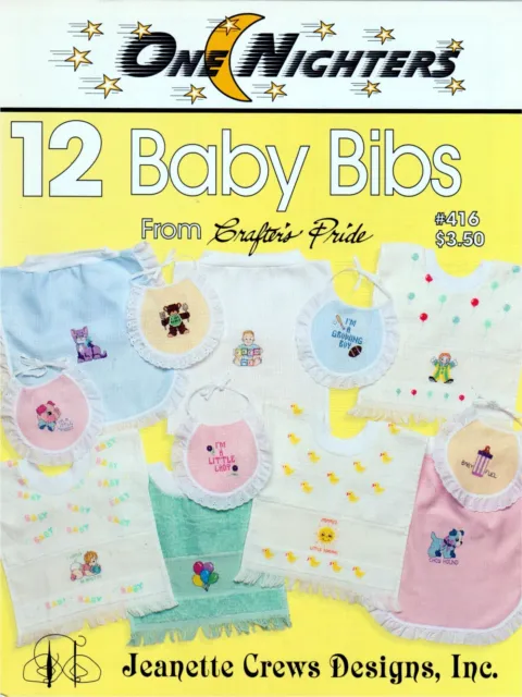 12 Baby Bibs One Nighters Easy Cross Stitch VINTAGE Pattern