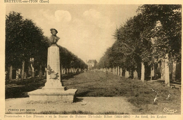 BRETEUIL SUR ITON Promenades Les Plesses Statue Peintre Théodule Ribot Ecoles
