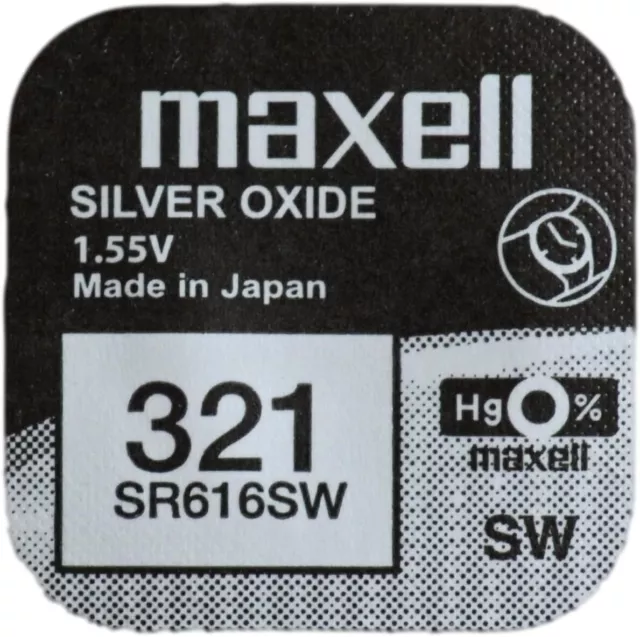 MAXELL 321 SR616SW SB-AF Uhrenbatterie (Silberoxid, 1,55 V) 1 Stück ÖZENSAAT