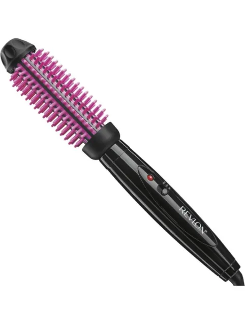 REVLON Silicone Bristle Heated Hair Styling Brush, Black, 1 inch barrel
