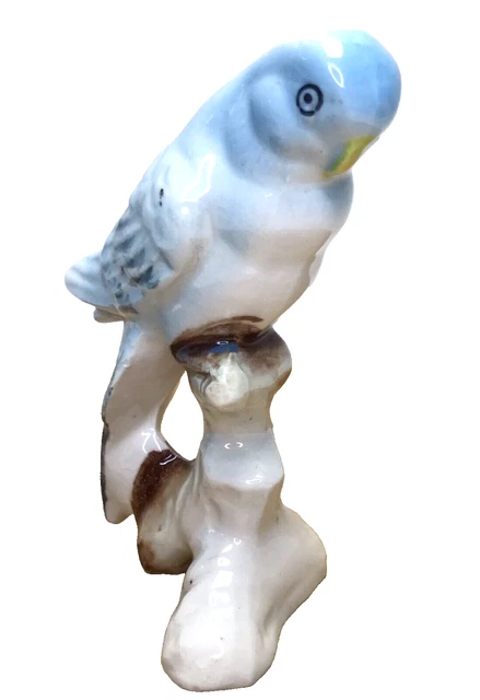 Vtg Ceramic Porcelain Bluebird On Tree Branch Kitschy Garden Shabby Cottagecore